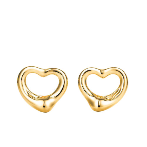 Tiffany & Co./蒂芙尼 22春夏新款Elsa Peretti系列 18K金黄金11毫米宽镂空心形耳钉GRP11358