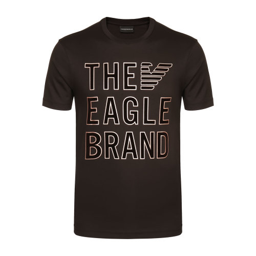 Emporio Armani/安普里奥阿玛尼 棕色 男士标语圆领短袖T恤 6G1TF4-1JPRZ-0417