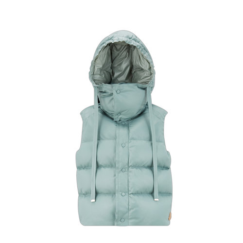 Moncler/蒙克莱 22年秋冬新款 Nouri系列 女士绿灰色无袖皮革羽绒马甲H20941A00013MV00781D