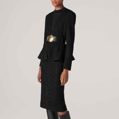 St.John/盛蔷收腰深V长袖针织女士夹克K6211A1