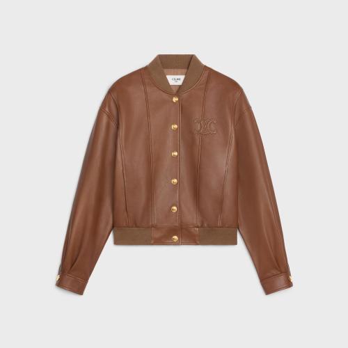  CELINE赛琳思琳 22年秋冬 女士 夹克 TRIOMPHE柔软羊皮革束腰夹克 2EB93760P.19BR