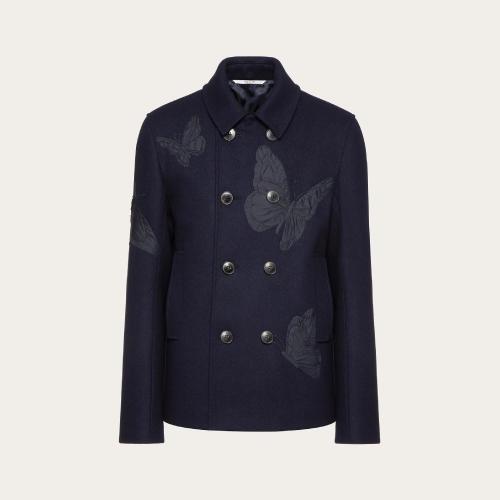  VALENTINO华伦天奴 22年秋冬 男士 大衣 CABAN EN LAINE BRODé VALENTINO UTOPIA BUTTERFLY X