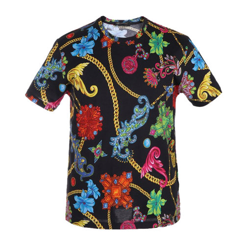 VERSACE/范思哲   男装 服饰 花朵图案圆领 男士短袖T恤