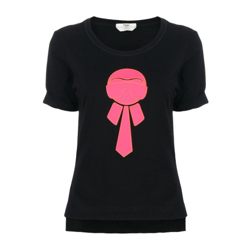 Fendi/芬迪女装 服饰 棉质圆领卡通印花图案半袖 女士短袖T恤 FAF047