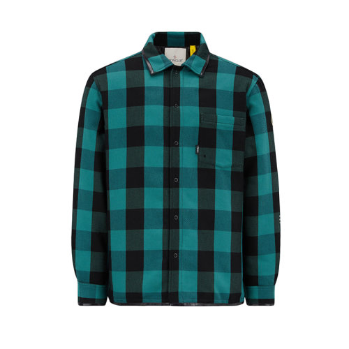 Moncler/蒙克莱 22年秋冬新款 Maya 70系列FRGMT藤原浩合作款 男女同款绿色/星钻黑色格纹纯棉Simmon羽绒衬衫式夹克H209U1A00009M2316F89