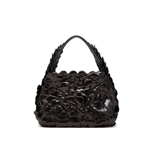 Valentino/华伦天奴  Hobo Atelier系列 女士小号黑色03玫瑰色纳帕版斜挎手提单肩包VW2B0I57JBZ0NO