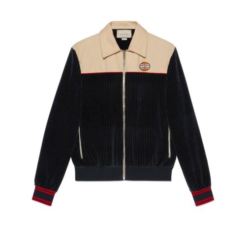  GUCCI古驰 22年秋冬 男士 罗纹棉天鹅绒拉链夹克 645247 XJC6C 4447