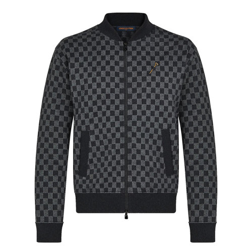 Louis Vuitton/路易威登 男士灰色棉质DAMIER SALT提花飞行员夹克1A8X2C