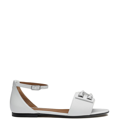 HERMES/爱马仕 22年秋冬新款 Désirée系列 女士白色小牛皮饰铆钉凉鞋H212023Z90360