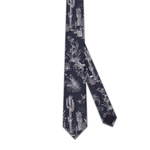 DIOR/迪奥 22年秋冬新款 CACTUS JACK DIOR系列 男士海军蓝/白色桑蚕丝仙人掌茹伊印花领带28C1047A0635_C580