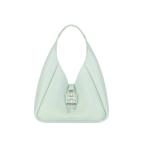 Givenchy/纪梵希 22新款 G-Hobo系列 女士青绿色粒面小牛皮鳄鱼压纹皮革手柄金色饰面单肩腋下手提包BB50QNB1LY-356