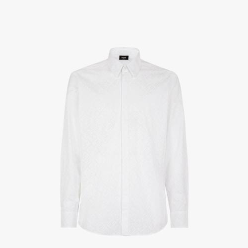  FENDI芬迪 22年秋冬 男士 长袖衬衫 白色棉质衬衫 FS058_M8UF1J7C