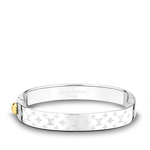 Louis Vuitton/路易威登 22春夏新款NANOGRAM STRASS系列 银色金属徽标刻印手镯M00250