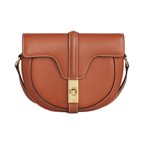 CELINE/赛琳 19秋冬新款 女士BESACE 16系列 小号天然牛皮焦糖色单肩斜挎翻盖包188013BO2.04LU