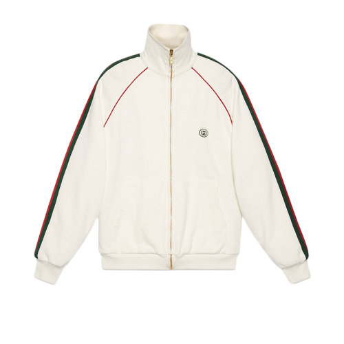 GUCCI/古驰 2020新款男士象牙白有机棉织带针织拉链卫衣 625405XJCOE9146