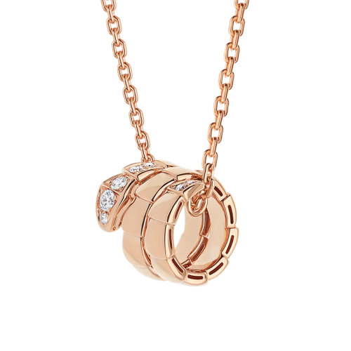 BVLGARI/宝格丽 SERPENTI SCAGLIE系列 18K金玫瑰金镶有半密钉钻石Viper项链 357794