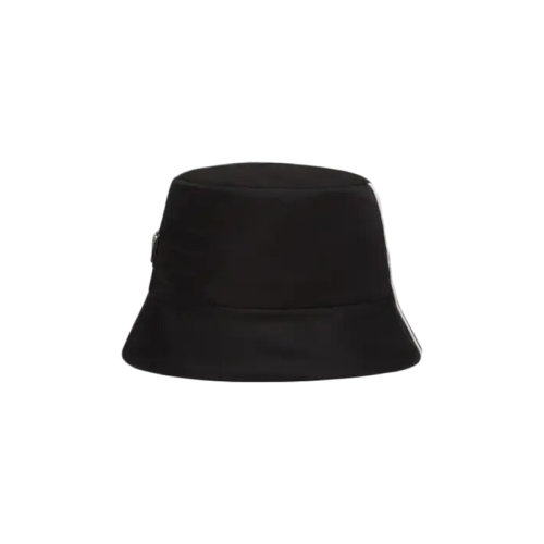 PRADA/普拉达 22年早春新款 Adidas联名系列 男女同款黑色再生尼龙面料饰皮革条纹渔夫帽2HC137_1WQ8_F0002