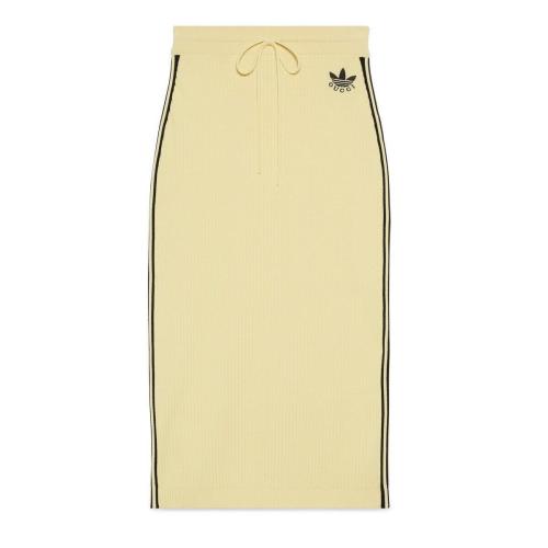  GUCCI古驰 22年秋冬 女士 adidas x Gucci联名系列针织半身裙 697710 XKCDQ 7467