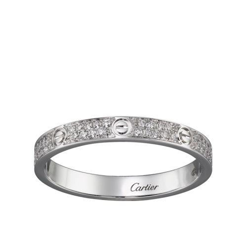 CARTIER/卡地亚 经典款LOVE 18K金白金钻石戒指 镶嵌72颗钻石 小号款 B4218200