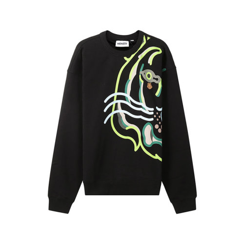 KENZO/高田贤三【22春夏新款】男士棉质超大版型加绒款K-Tiger圆领长袖卫衣运动衫 5SW508 4MO