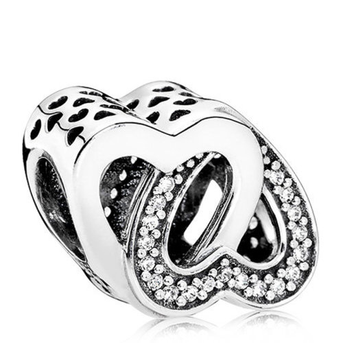 PANDORA/潘多拉 女士银色925银+立方氧化锆石缠绕的爱DIY手链珠子串饰串珠 791880CZ