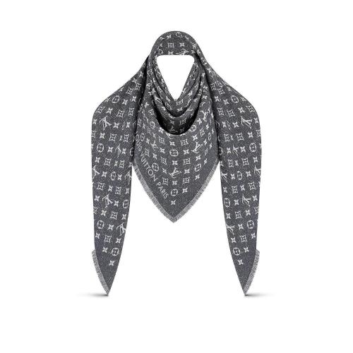  LV路易威登 22年秋冬 女士 围巾 MONOGRAM JACQUARD DENIM 披肩 M78228