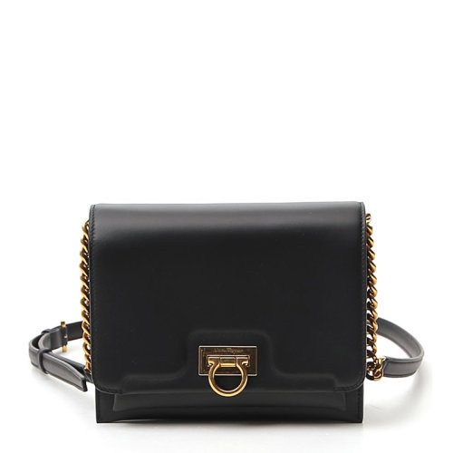 Salvatore Ferragamo/菲拉格慕 女士黑色小牛皮斜挎包 21I163-730349
