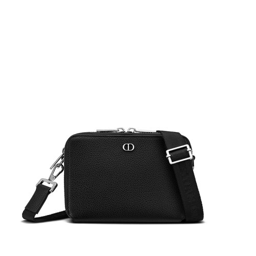 DIOR/迪奥  男士黑色粒面小牛皮CD Icon标志单肩斜挎包2ESBC119CDI_H00N