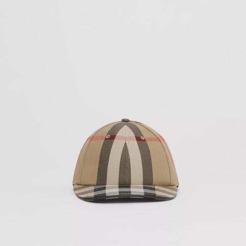  BURBERRY 22年秋冬 女士 徽标装饰格纹棉质棒球帽 80560761