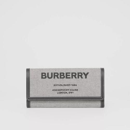  BURBERRY 22年秋冬 女士 Horseferry 印花棉质帆布长款钱夹 80443491 预定商品1-3周发货