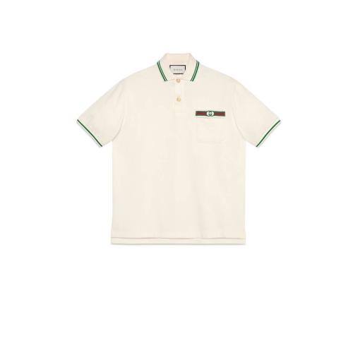  GUCCI古驰 22年秋冬 男士 饰织带和互扣式双G棉布polo衫 628339 XJCQR 9061