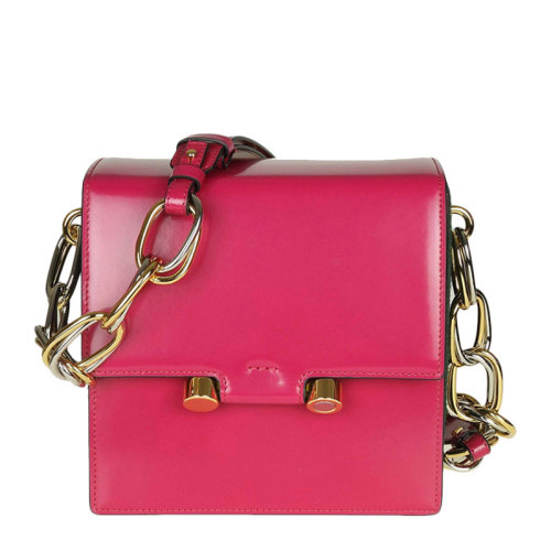 MARNI/玛尼 女士粉红色亮面皮革时尚简约单肩包斜挎包链条包女包 SBMPW07Q03-LV769-Z1Z60