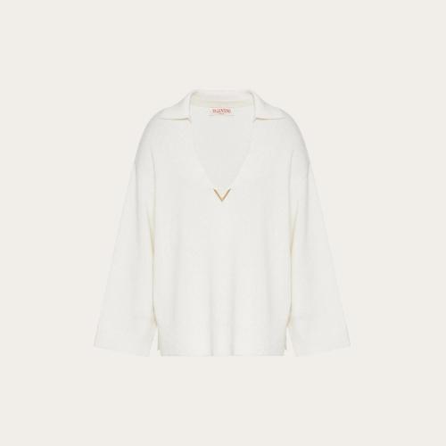  VALENTINO华伦天奴 22年秋冬 女士 针织衫 PULL V GOLD EN CACHEMIRE 1B3KC37M7EQA03