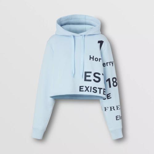  BURBERRY 22年秋冬 女士 Horseferry 印花棉质短款连帽衫 80581581