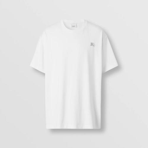  BURBERRY 22年秋冬 男士 人造水晶马术骑士装饰棉质平织 T 恤衫 80643931