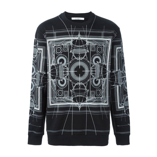 Givenchy/纪梵希 纯棉黑色圆领男士加绒卫衣 男装 男卫衣