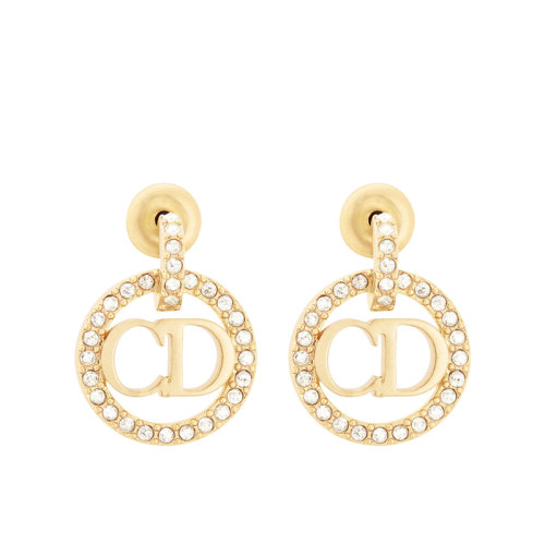 DIOR/迪奥 22新款CLAIR D LUNE系列 女士金色饰面金属银色调仿水晶装饰圈形挂坠耳环E1911CDLCY_D03S