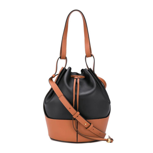 LOEWE/罗意威 女士黑色拼接色牛皮单肩包手提包