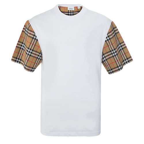 BURBERRY/博柏利 vintage经典格子拼接 男士短袖T恤 情侣款8014896 bx