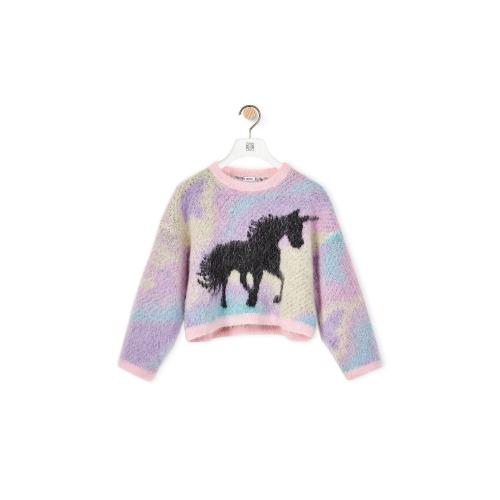  LOEWE罗意威 22年秋冬 女士 针织衫 Unicorn jacquard sweater in mohair S540Y14KAB-9990