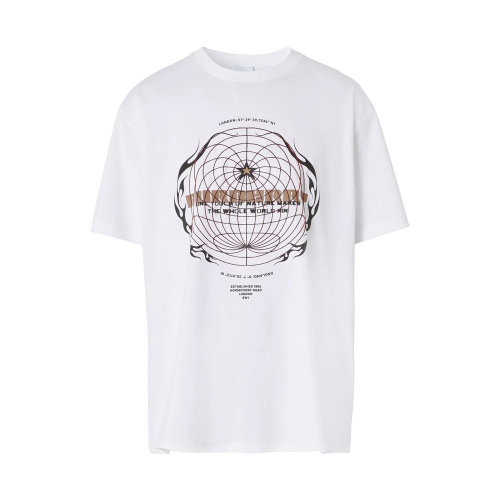 BURBERRY/博柏利 男士白色棉质图案印花logo短袖T恤 8049457