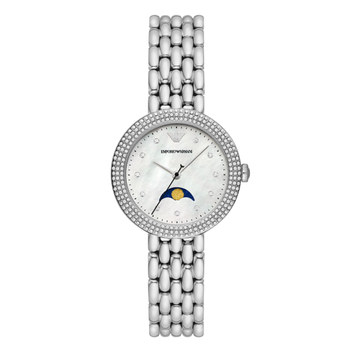 Emporio Armani/安普里奥阿玛尼 钢制表带欧美表 月相腕表 简约内敛石英女士腕表 送女友 AR11461