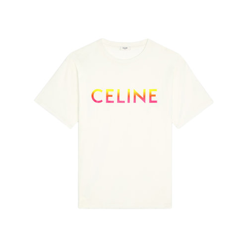 CELINE/赛琳 22年秋冬新款 男士淡褐色纯棉渐变印花宽松T恤2X10B671Q.01EC