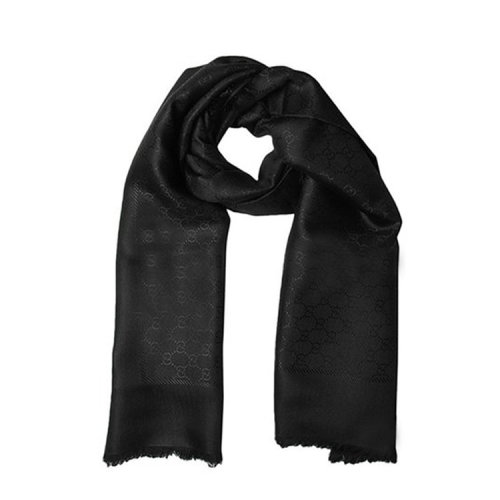 GUCCI/古驰  中性黑色蚕丝丝巾 406236 3G632 1000 HQY012345C