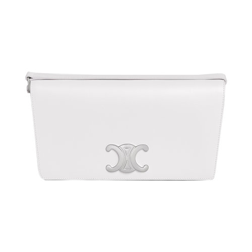 CELINE/赛琳 22新款 女士白色小牛皮金色饰面梯形按扣开合手提肩背包199283BF4.01SI