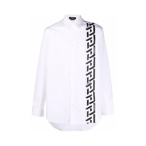 VERSACE/范思哲 男士白色棉质希腊印花长袖上衣衬衣衬衫 10039211-A028101-W000