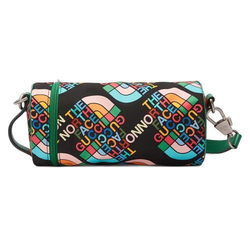 GUCCI/古驰 22新款北面联名系列 男士黑色尼龙主题系列印花单肩斜跨圆筒包679760UNHDN1090