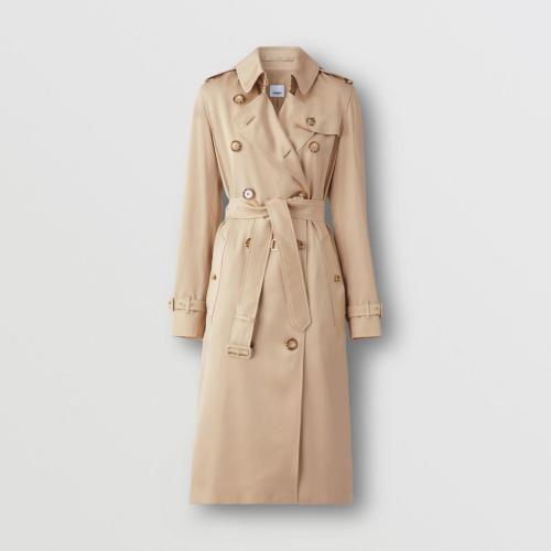  BURBERRY 22年秋冬 女士 肯辛顿版型丝质 Trench 风衣 80552891