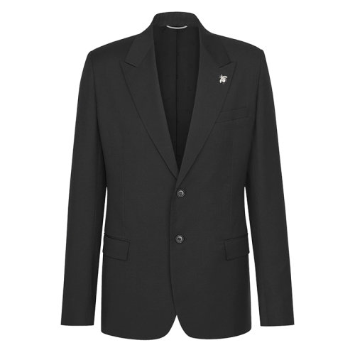 DIOR/迪奥  20春夏新款男士黑色羊毛银色蜜蜂扣眼徽章夹克 013C213A3226_C900
