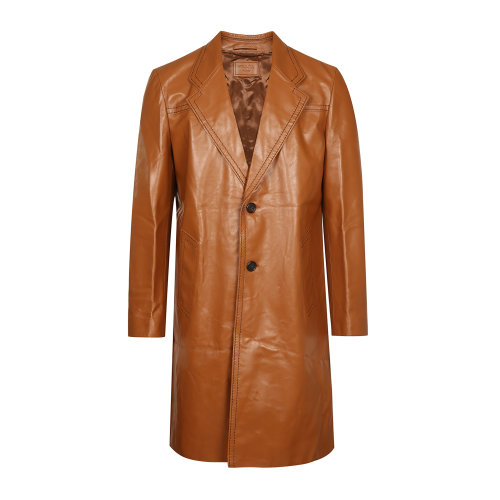 PRADA/普拉达 男士皮衣 纯牛皮棕色男士长款皮衣